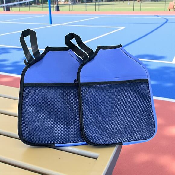 Pickleball Paddle Covers Blue Green Neoprene Universal Size Storage Pocket NEW - Picture 2 of 3